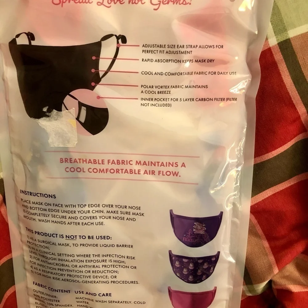 Love Bug kids face masks New! 3 pack